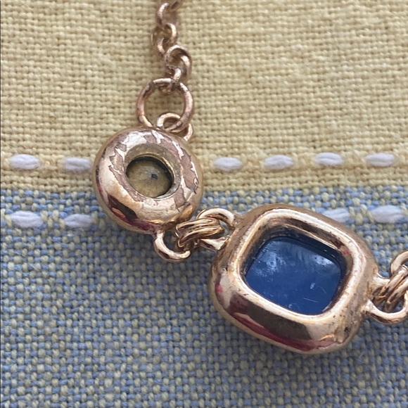 Vintage 80s MONET Blue and Gold Tone Statement Necklace - Picture 4 of 7